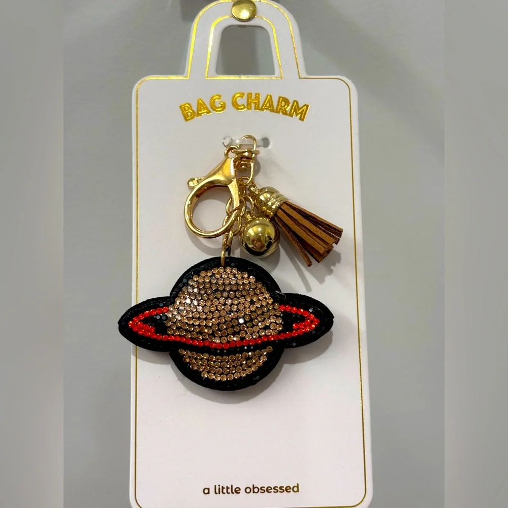 NWT Outer Space sparkly Saturn Planet Bag Charm /Keychain